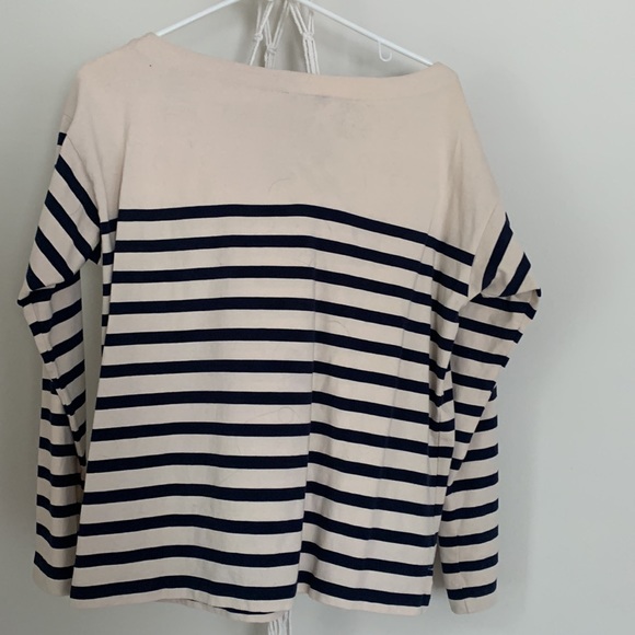 Cream and navy stripped long sleeve top - Picture 4 of 4